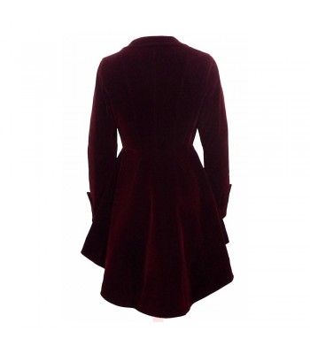 Women Burgundy Gothic Coat Victorian Style Gothic Ruffle Velvet Coat